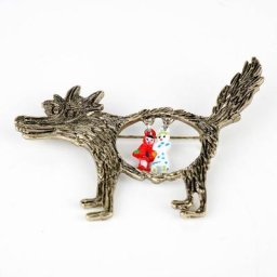 Broche créative de conte de fées Once Upon a Time loup gris et petit chaperon rouge broches pour