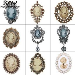 Broche Camée en Clip et Strass Vintage pour Femme Accessoire de miles Cadeau pour Fille