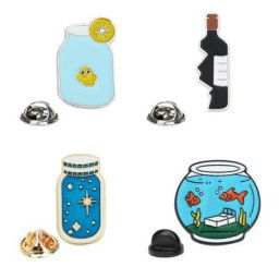 Broche de réservoir de poisson rouge bleu mignon badge de bouteille de vin de dessin animé badge