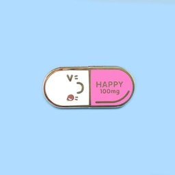 Broche en émail rigide Happy 100 Mg Capsule dorée créative Pastel bijoux médaille des