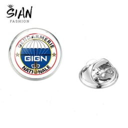 SIAN IGN-Broche militaire en acier inoxydable pour homme Cabochon en verre Danemark ge Cadeau