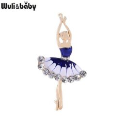 Wuli & baby – broche de Ballet en émail pour femmes avec strass pour cadeau