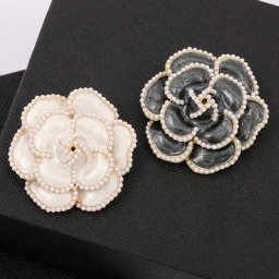 Broche en soie avec fleur de camélia pour femme accessoire coréen perle goutte d'huile écharpe