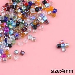 Perles de cristal carrées de couleur autrichien exquises à facettes bijoux accessoires pour