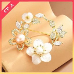 Broche en acrylique pour femmes Bijoux de luxe motif coquille fleur de cerisier