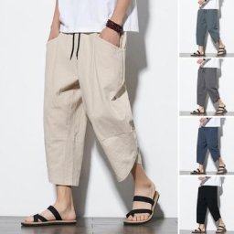 Fjproximity-Pantalon de survêtement pour homme coupe droite avec poches couleur unie taille