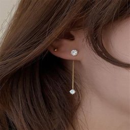 Boucles d'oreilles longues en Zircon pour femmes bijoux coréens simples glands avant et arrière