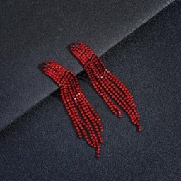Boucles d'oreilles pendantes en cristal biscuits document rouge pour femmes longues boucles