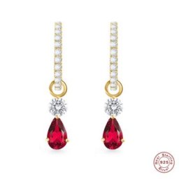 Aide – boucles d'oreilles en argent Sterling 925 bleu Royal grenat rouge goutte d'eau Zircon