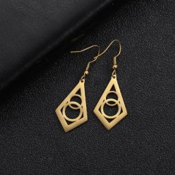 SKYRIM-Boucles d'Oreilles Pendantes Géométriques en Acier Inoxydable pour Femme Pendentif de Forme