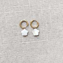 Boucles d'oreilles créoles en acier inoxydable pour femmes coquillages en forme de pétale bijoux