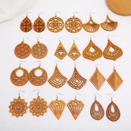 Boucles d'oreilles bohèmes Vintage en bois pour femmes 1 paire bijoux géométriques creux en bois