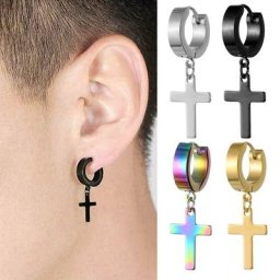 Boucles d'oreilles en acier inoxydable pour hommes et femmes croix de document style gothique punk