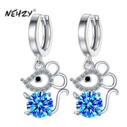 Boucles d'oreilles en argent 925 pour femmes bijoux de haute qualité cristal zircon simple rétro