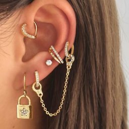 Faux Piercing en Clip pour Femme Boucle d'Oreille réinitialisation d'Oreille Réglable Rock Rond