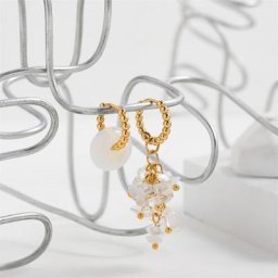 Boucles d'Oreilles Bohème Asymétriques en Acier Inoxydable pour Femme Bijoux en Perles de Pierre