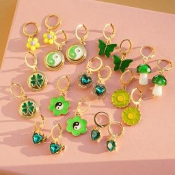 IPARAM – boucles d'oreilles pour femmes et filles bijoux en cristal acrylique vert cœur papillon