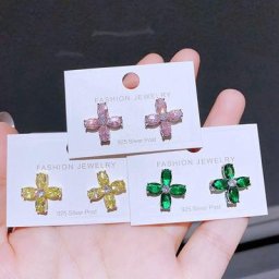 MIGGA-Boucles d'Oreilles de Luxe Multicolores pour Femme Bijoux en Forme de Fleur Couleur
