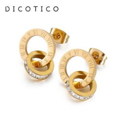 Boucles d'oreilles en acier inoxydable avec chiffres romains pour femmes boucles d'oreilles