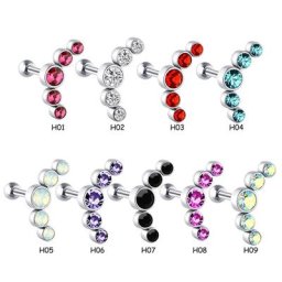 Boucle d'Oreille en Acier Inoxydable 1 Pièce Opale Cartilage Helix Tragus Piercing Barre