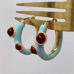Boucles d'Oreilles Créatives en Métal Émail pour Femme Cercle Rond Géométrique Huggie Bijoux