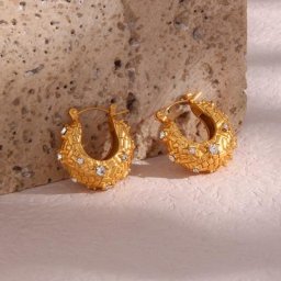 E B belle – boucles d'oreilles en forme de U pour femmes en acier inoxydable carré Zircon
