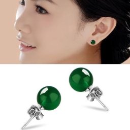 Delysia King-Boucles d'Oreilles Naturelles de 8mm Clou d'Oreille Vert Solide Cadeau d'Anniversaire