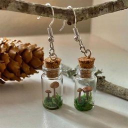 Boucles d'oreilles véritables chambre plus lente récipient en verre cabine Leprechaun mousse
