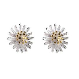 Petites boucles d'oreilles en forme de marguerite pour femmes bijoux à la mode couleur argent