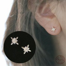 Boucles d'oreilles en argent Sterling 925 plaqué or 14K cristal moulin à vent mode coréenne