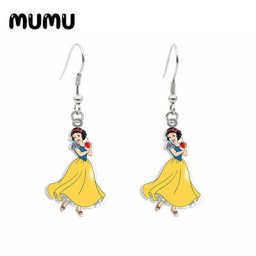 Boucles d'oreilles princesse blanche neige en acrylique faites à la main boucle d'oreille pendante