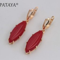 PATAYA – boucles d'oreilles pendantes en pierre naturelle pour femmes couleur Rose or multicolore