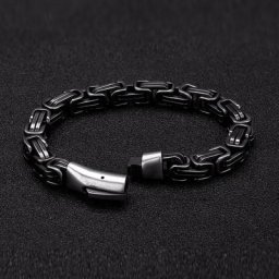 Bracelet Vintage noir en acier inoxydable pour hommes bijoux lien de chaîne accessoires de moto