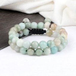 Bracelet en pierre d'amazonite de couleur Pure pour femmes et hommes breloque élastique à Distance