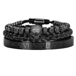 Bracelets en acier inoxydable faits à la main pour hommes modules CZ micro pavé squelette crâne