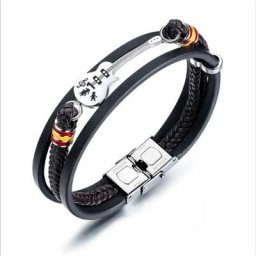 Bracelet en cuir tressé noir multicouche pour hommes bracelet magnétique JEPattern accessoires