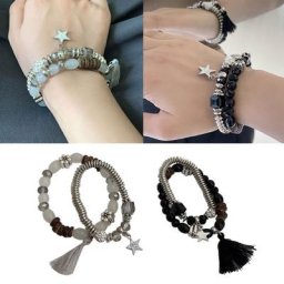 Bracelets multicouches à glands étoiles élastique bijoux Vintage faits à la main perles pour