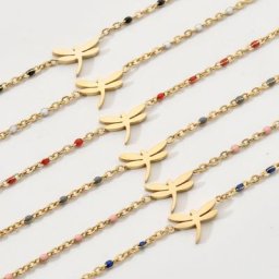 ZMZY – Bracelets en acier inoxydable pour femmes breloque mignonne libellule perles de dessin
