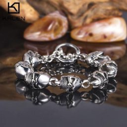 Bracelet à maillons tête de mort pour hommes bijoux de fête en acier inoxydable 316L 14mm