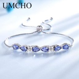 UMCHO-Bracelets en Argent Sterling 925 Pur pour Femme Bijoux de Tennis Ajustables en Tanzanite