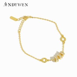 ANDYWEN-Bracelet à Breloques Ajustable en Argent Sterling 2020 et Or pour Femme Bijoux Fins de