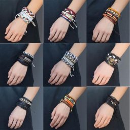 Eif Dock – bracelet en cuir tissé à la main pour Homme et femme 4 perles en bois bijou Vintage