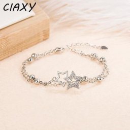 CIAXY-Bracelet Étoile Double Couche en Argent pour Femme Petites Perles Rondes Bijoux Fantaisie