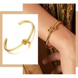 Bracelets à manchette en acier inoxydable pour femmes bijoux à nœud ouvert rond et élégant en or