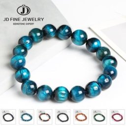 JD Bracelets de bouddha œil de tigre bleu de haute qualité pour femmes et hommes perles rondes en