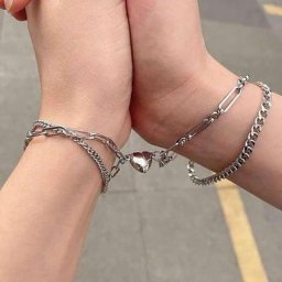 Lot de 2 Bracelets de Couple magnétiques en forme de cœur pour femmes et hommes couleur argent