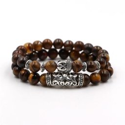 YIZIZAI-Bracelet tête de bouddha tibétain pour hommes et femmes bijoux en pierre naturelle perles