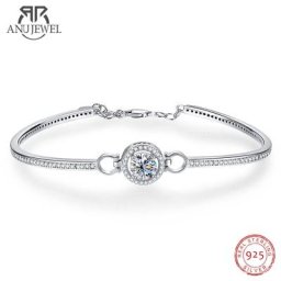 Anujewelry – Bracelet en diamant Moissanite couleur D plaqué or blanc 18 carats ajustable cadeau