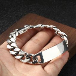 Bracelet géométrique avec impression en argent 925 8 pouces Design Noble et beau chaîne de 10MM