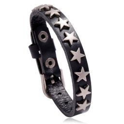 Bracelet en cuir à manchette large bijoux Punk Rock pour femmes et hommes